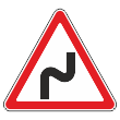 Дорожный знак 1.12.1 «Опасные повороты с первым поворотом направо» (металл 0,8 мм, I типоразмер: сторона 700 мм, С/О пленка: тип Б высокоинтенсив.)